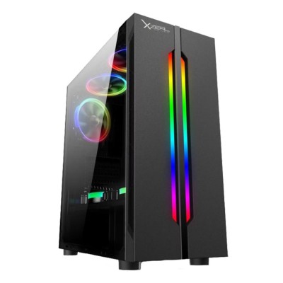 Gabinete Gamer Xzeal XZ120 - Media Torre - ATX/ M-ITX/ M-ATX - 3 Ventiladores - Ventana Lateral - RGB - Negro - XZCGB03B