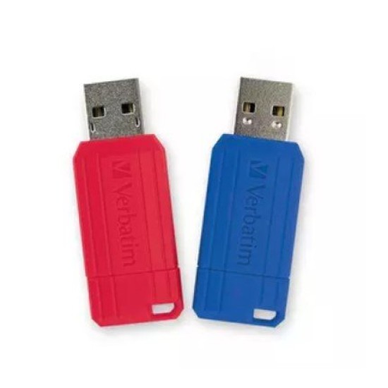 Memoria USB Verbatim 70391 - 128GB - USB 2.0 - 2 Piezas - Rojo/Azul - VB70391
