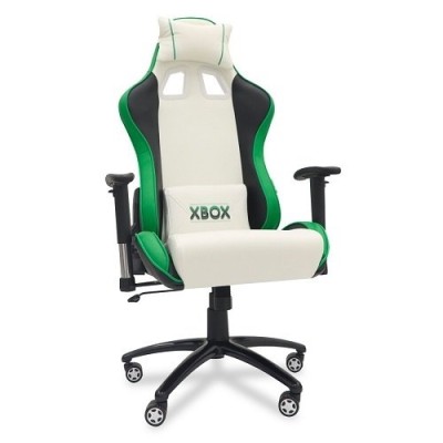 Silla Gamer TechZone Xbox Pro Gamer - Soporta 120Kg - Blanco con Verde/Negro - SX-00G6