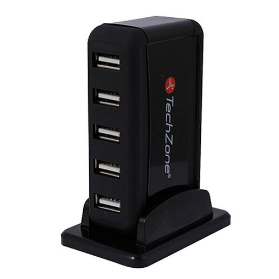 HUB TechZone TZ17HUB01 - USB - 7 Puertos - Negro - TZ17HUB01