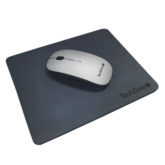Mouse TechZone TZ18MOUINAMP-PL - Inalámbrico - USB - 4 Botones - Mousepad Incluido - Plata - TZ18MOUINAMP-PL