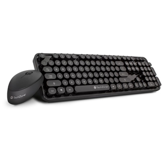 Kit de Teclado y Mouse TechZone TZ19COMB01-INA - Inalámbrico - USB - Negro - TZ19COMB01-INA