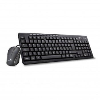 Teclado y Mouse TechZone TZ19COMB01-LA - Alámbricos - USB - Negro - TZ19COMB01-LA