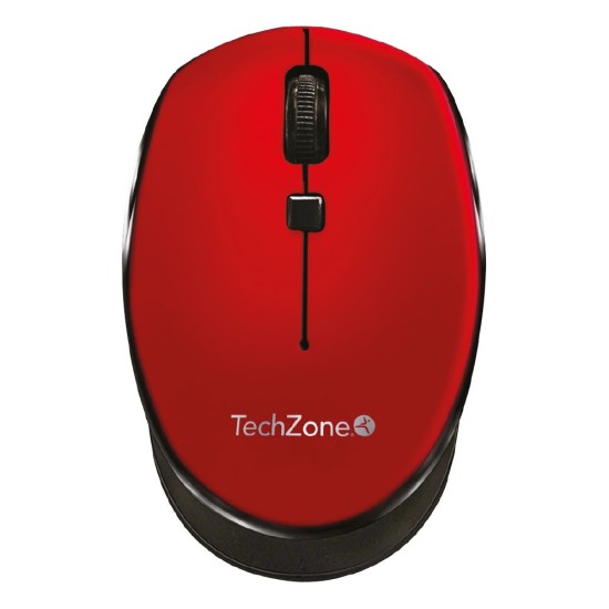 Mouse TechZone TZ19MOU01-INAR - Inalámbrico - USB - Rojo con Negro - TZ19MOU01-INAR