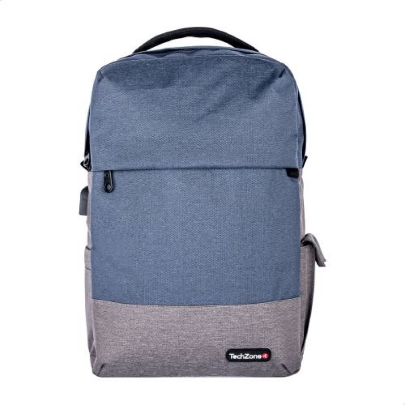 Mochila TechZone Strong - 15.6" - Gris con Azul - TZ21LBP07-B