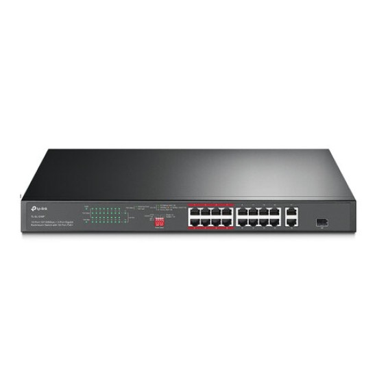 Switch TP-LINK TL-SL1218P - 16 Puertos - Fast Ethernet - PoE+ - 2 Puertos - Gigabit - 1 SFP - No Gestionado - TL-SL1218P