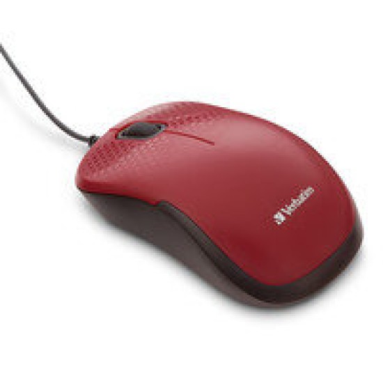 Mouse Verbatim Silent Corded - Alámbrico - USB - Rojo - 70234