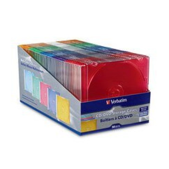 Caja para CD/DVD Verbatim - Varios Colores - Paquete de 50 Piezas - 94178
