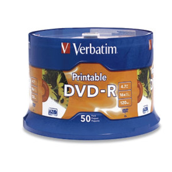 DVD-R Verbatim - 16X - 4.7GB - Paquete de 50 Piezas - 95137