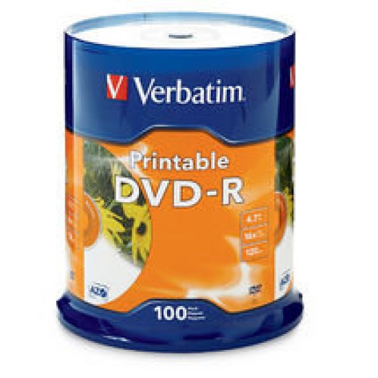 DVD-R Verbatim - 16X - 4.7GB - Paquete de 100 Piezas - 95153
