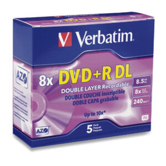 DVD+R DL Verbatim - 8X - 8.5GB - 5 Piezas - 95311