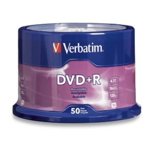 DVD+R Verbatim - 16X - 4.7GB - Paquete de 50 Piezas - 95525/97174