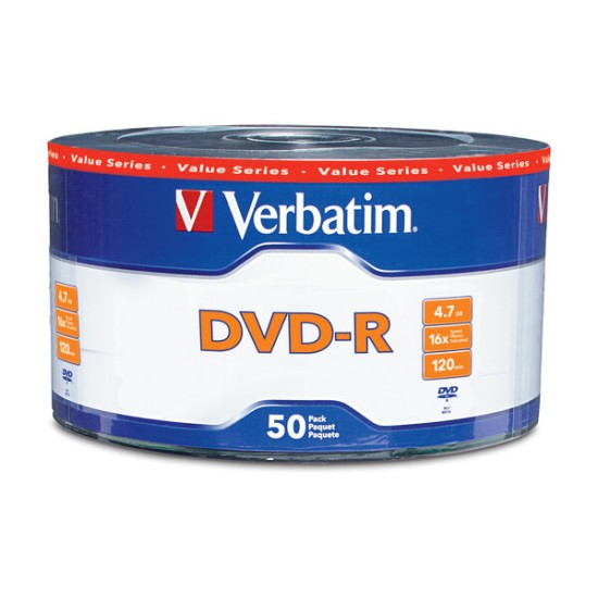 DVD-R Verbatim - 16X - 4.7GB - Paquete de 50 Piezas - 97493