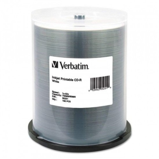 CD-R Verbatim - 52X - 700MB - Paquete de 100 Piezas - 95251