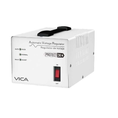 Regulador de Voltaje VICA PROTECT 3K 3000VA/1800W con 4 Contactos Regulador de Voltaje VICA PROTECT 3K 3000VA/1800W con 4 Contactos