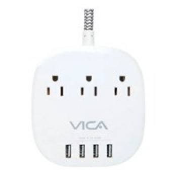 Supresor de Picos VICA EX 7P con 3 Contactos y 4 Puertos USB - Protección Eléctrica
