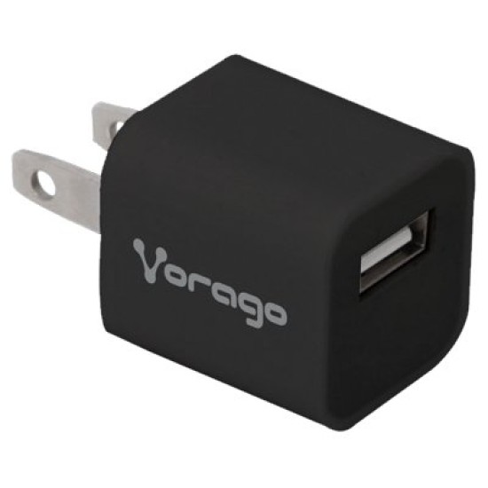 Cargador USB de Pared Vorago AU-105-V2 - 1 Puerto - 5V - Negro - AU-105-V2-BK