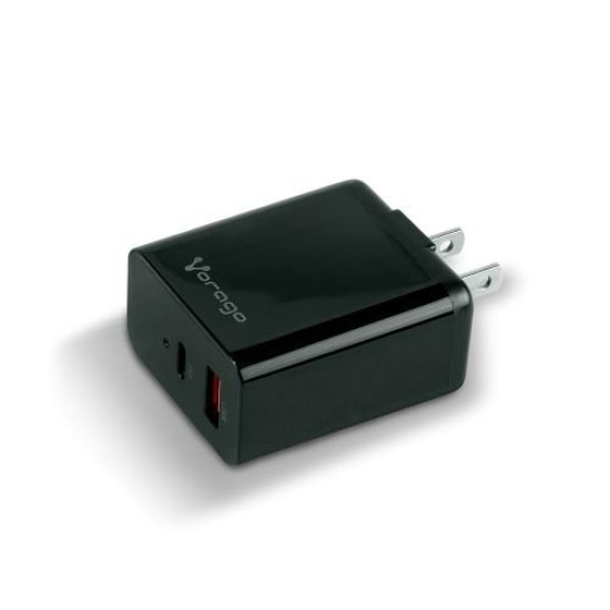 Cargador de Pared Vorago AU-350 - USB 3.0 - USB-C - Negro - AU-350-BK