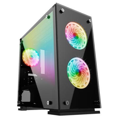Gabinete Gamer Game Factor CSG550 - Micro-ATX/Mini-ITX - 3x Ventilador Frontal - Panel Lateral - CSG550
