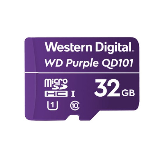 Memoria MicroSDHC Western Digital Purple - 32GB - Clase 10 - para Videovigilancia - WDD032G1P0C