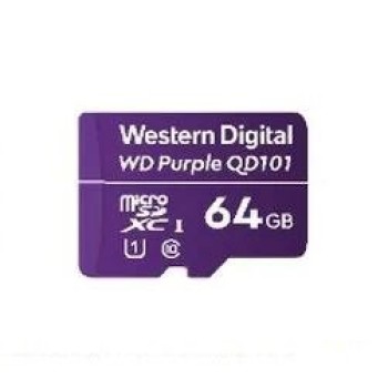 Memoria MicroSDXC Western Digital Purple - 64GB - Clase 10 - para Videovigilancia - WDD064G1P0C