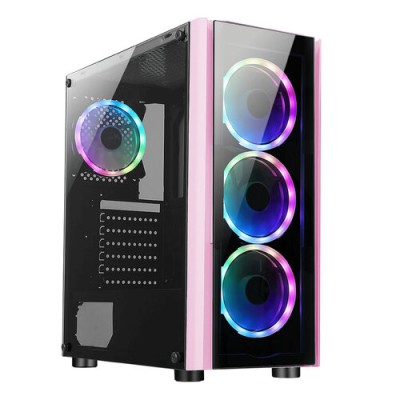 Gabinete Gamer XZeal XZ110-1 - Media Torre - ATX/Micro ATX/Mini ITX - Panel Lateral - Rosa - XZCGB12P