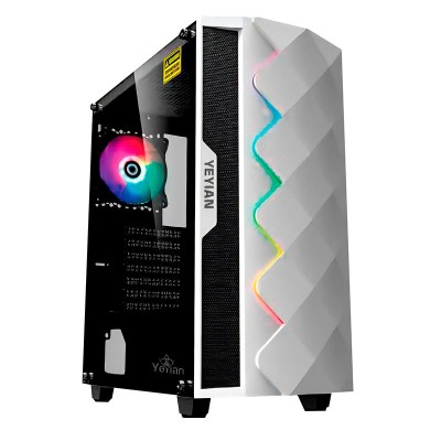 Gabinete Gamer YeYian ABYSS 2500 - Media Torre - ATX/Micro-ATX/ITX/EATX - 2x Ventilador Frontal - Panel Lateral - Blanco - YGA-49702