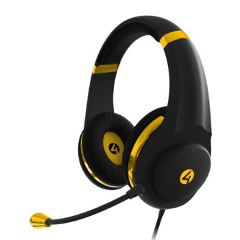 Diadema Gamer 4gamers XP-GOLDBLK-M-4G - Alámbrico - 3.5mm - Micrófono - Negro con Dorado - XP-GOLDBLK-M-4G