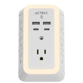Conector de Pared Acteck ENERGON LUMINA CP515 - 7 Contactos - USB - Blanco - AC-936484