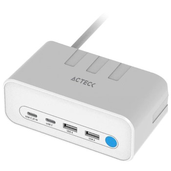 Supresor de Picos Acteck ENERGON MATE CE676 - 3 Contactos - USB - Blanco - AC-936521