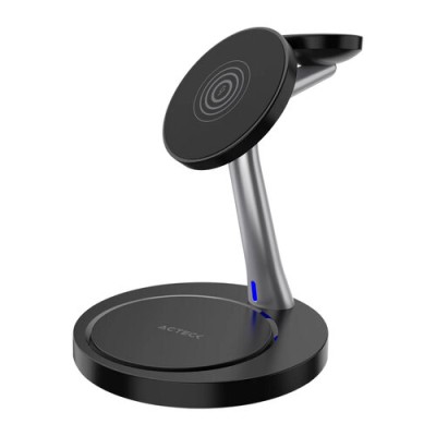 Cargador Inalámbrico Acteck Energon S-Mate CI740 - 3 en 1 - 3/15W - Negro - AC-937139