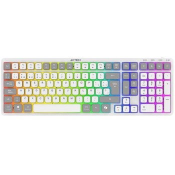 Teclado Gamer Acteck Techno Pro TI790 - Inalámbrico - Bluetooth - Blanco - RGB - Switch Morado - AC-940078