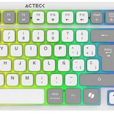 Teclado Gamer Acteck Techno Pro TI790 - Inalámbrico - Bluetooth - Blanco - RGB - Switch Morado - AC-940078