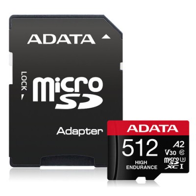 Memoria MicroSDXC ADATA High Endurance - 512GB - UHS-I - C/Adaptador - AUSDX512GUI3V30SHA2-RA1