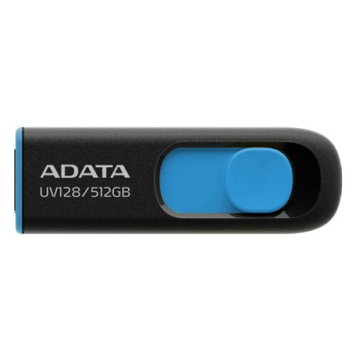 Memoria USB ADATA UV128 - 512GB - USB 3.0 - Negro con Azul - AUV128-512G-RBE