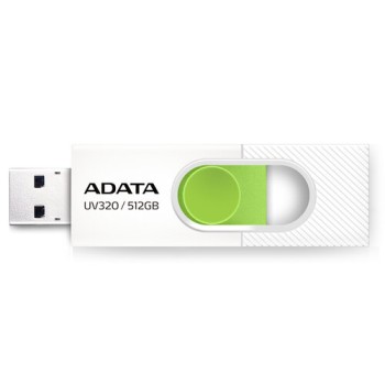 Memoria USB ADATA UV320 - 512GB - USB 3.2 - Blanco con Verde - AUV320-512G-RWHGN