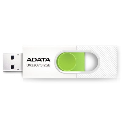 Memoria USB ADATA UV320 - 512GB - USB 3.2 - Blanco con Verde - AUV320-512G-RWHGN
