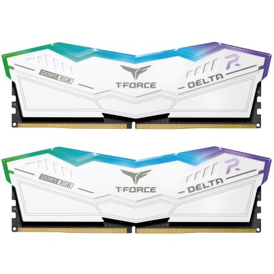 Memoria RAM TEAMGROUP T-FORCE Delta RGB - DDR5 - 32GB (2 x 16GB) - 5200MHz - DIMM - Blanco - Para PC - FF4D532G5200HC40CDC01