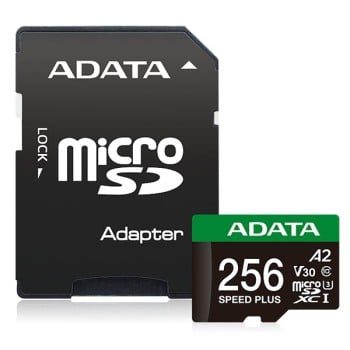 Memoria MicroSDXC ADATA Speed Plus - 256GB - Clase 10 - C/Adaptador - UD256GUI3V30A2SP-RA1