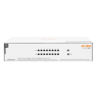 Switch Aruba Instant On 1430 - Gigabit Ethernet - 8 Puertos PoE - No Gestionado - R8R46A