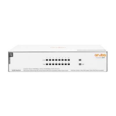 Switch Aruba Instant On 1430 - Gigabit Ethernet - 8 Puertos PoE - No Gestionado - R8R46A