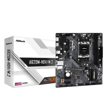 Tarjeta Madre ASRock A620M-HDV/M.2 - Socket AM5 - 2x DDR5 - 6400+(OC)MHz - HDMI - DisplayPort - USB 2.0/3.2 - Micro ATX - A620M-HDV/M.2