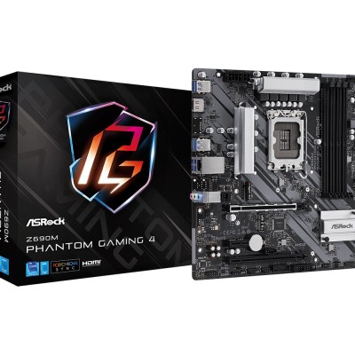 Tarjeta Madre ASRock Z690M PHANTOM GAMING 4 - Socket 1700 - 4xDDR4 - 4800+(OC) MHz - HDMI - USB 2.0/3.2 - Micro ATX - Z690M PHANTOM GAMING 4