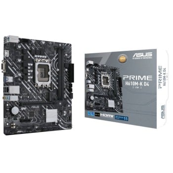 Tarjeta Madre ASUS PRIME H610M-K D4-CSM - Socket 1700 - 2x DDR4 - 2133/2800/3200MHz - USB - HDMI - VGA - Micro ATX - PRIME H610M-K D4-CSM