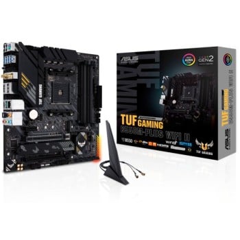 Tarjeta Madre ASUS TUF GAMING B550M-PLUS WIFI II - Socket AM4 - 4xDDR4 - 2133/3200/4866(OC) MHz - HDMI - DisplayPort - USB 2.0/3.2 - Micro ATX - TUF GAMING B550M-PLUS WIFI II
