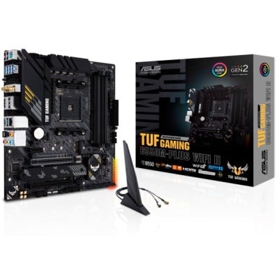Tarjeta Madre ASUS TUF GAMING B550M-PLUS WIFI II - Socket AM4 - 4xDDR4 - 2133/3200/4866(OC) MHz - HDMI - DisplayPort - USB 2.0/3.2 - Micro ATX - TUF GAMING B550M-PLUS WIFI II