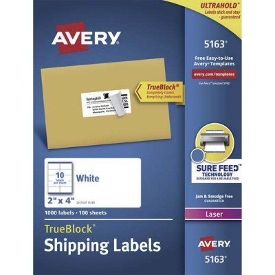 Etiquetas Avery 05163 - 2" x 4" - Para Impresión Láser - 1,000 Etiquetas - 05163