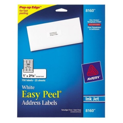 Etiqueta Avery 8160 - Blanca Permanente - InkJet - 30 etiquetas por Hoja - 750PK - 8160
