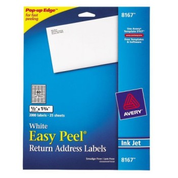 Etiqueta Permanente Avery 8167 - 1.27 x 4.4 cm - InkJet - 80 Etiquetas por Hoja - 2000 Etiquetas - 8167