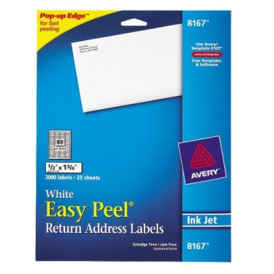 Etiqueta Permanente Avery 8167 - 1.27 x 4.4 cm - InkJet - 80 Etiquetas por Hoja - 2000 Etiquetas - 8167
